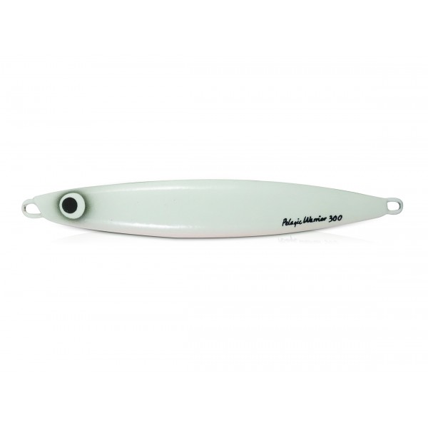 Samurai II Knife Saltwater Jig Lure - White: Blue Glow